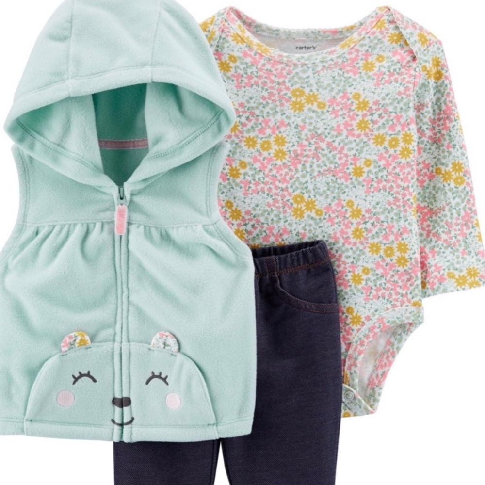 3 Piece Carter’s 12M Baby Girl Vest Set